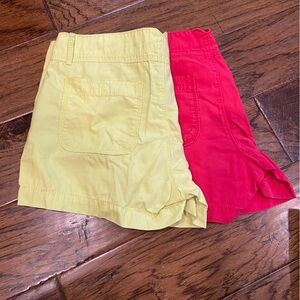 Bright green and cherry red chino shorts